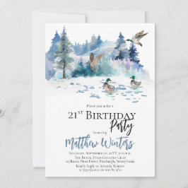 Anka Woodland Forest Nature 21 Birthday Party Inbjudningar