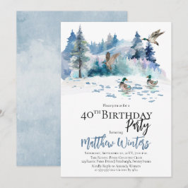 Anka Woodland Forest Nature 40 Birthday Party Inbjudningar