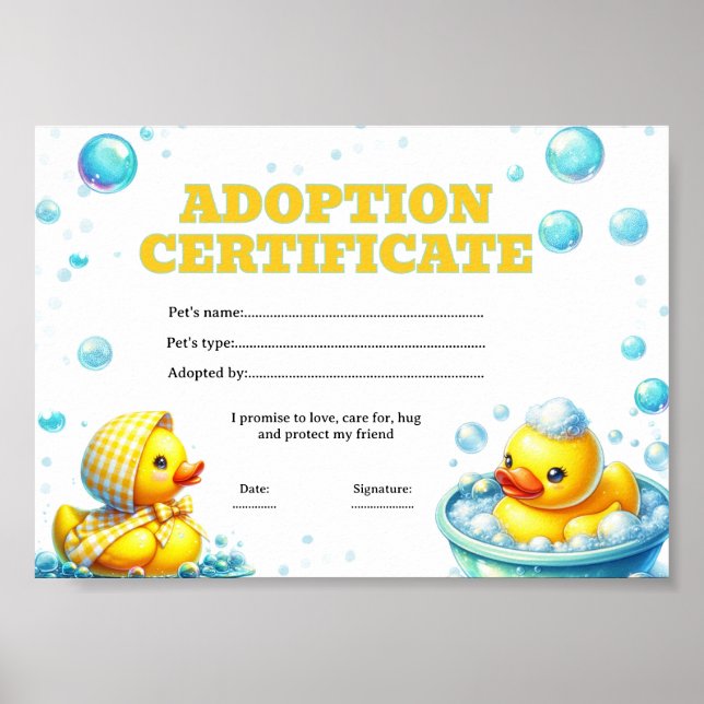 Ankadoptionscertifikat redigerbart  poster (Framsidan)
