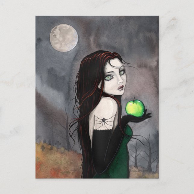 Änkan Gothic Häxa Fantasy Konst vykort (Framsida)