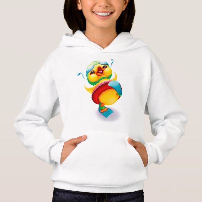 Ankan med simma utrustar flickahoodien t-shirt (Framsida)