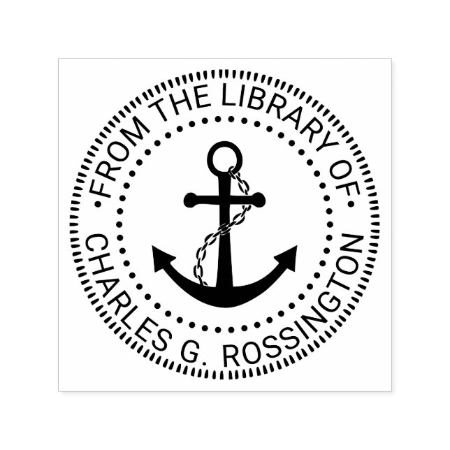 Ankar #3 Nautilus bibliotek Boknamn Självfärgande Stämpel (Design)