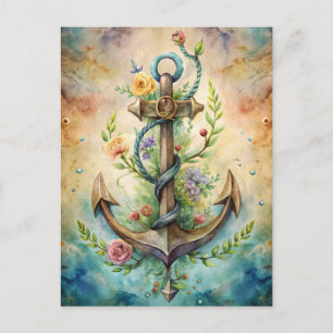 Ankar Blommor Ocean Nautilus Pastell Kust Vykort