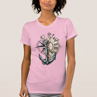 Ankar Kompass Ur Gammal Sjöfartstatuering Design T Shirt