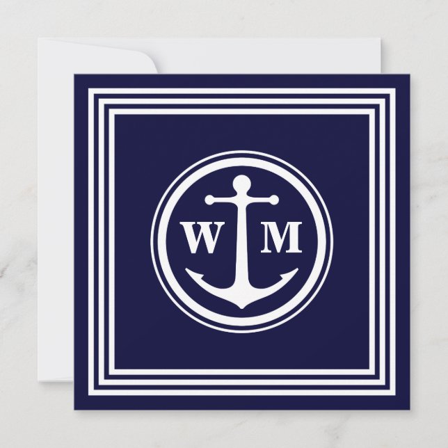 Ankar Monogram 5.25x5.25 Fyrkantigt Pappersinbjuda Inbjudningar (Framsida)