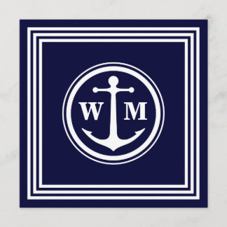 Ankar Monogram 5.25x5.25 Fyrkantigt Pappersinbjuda Inbjudningar