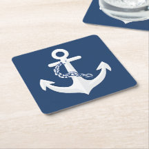 Ankar nautisk symbol klassisk vit marinblå