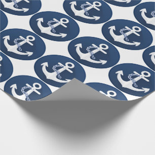 Ankar nautisk symbol vit marinblå presentpapper