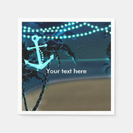 Ankar- och palmträd strand kväll bröllop servetter