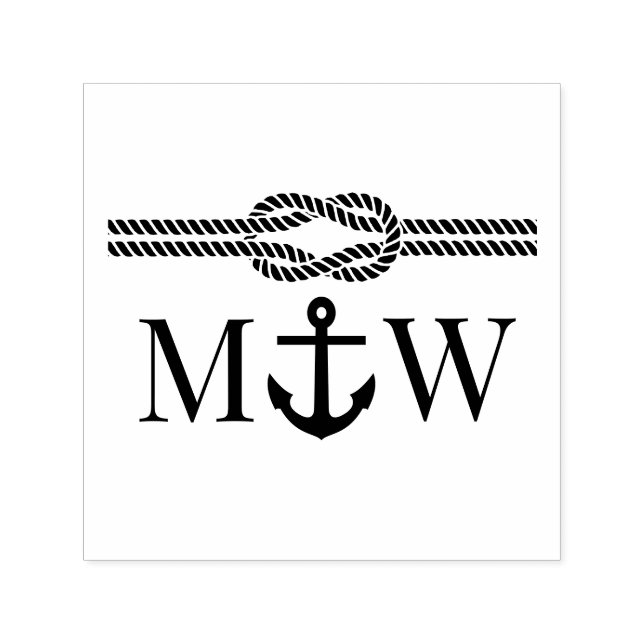 Ankar Rep Knut Kant Bröllop 2 Initialer Monogram Självfärgande Stämpel (Design)