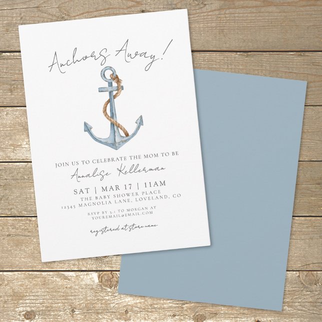 Ankar Sjöfart Baby Shower Inbjudningar (Anchor Nautical Baby Shower Invitation)