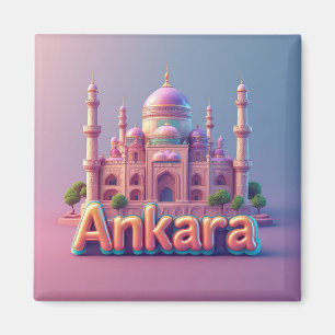 Ankara fantasimonument med pastellfärgade kupoler magnet