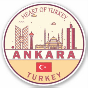 Ankara Turkey City Skyline Emblem Klistermärken