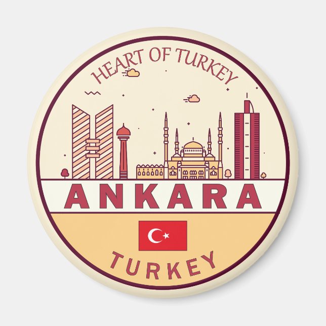 Ankara Turkey City Skyline Emblem Magnet (Framsidan)