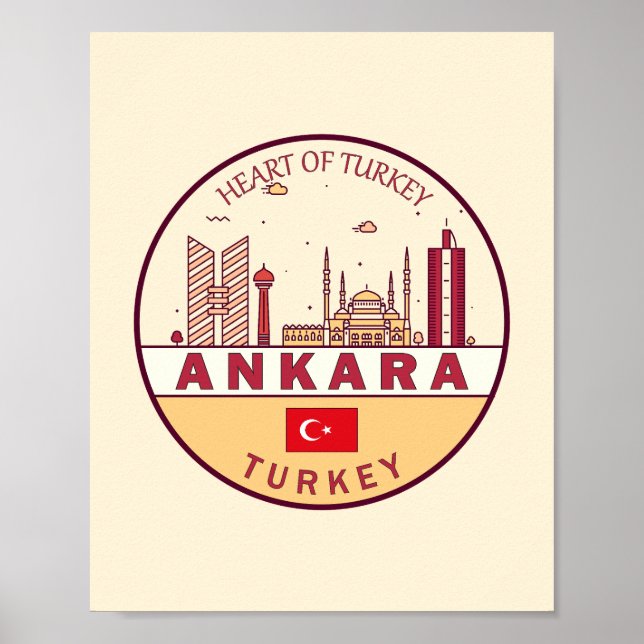 Ankara Turkey City Skyline Emblem Poster (Framsidan)