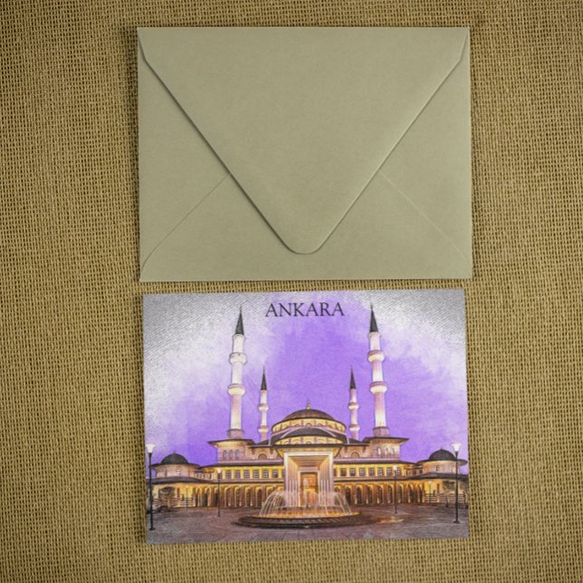 Ankara Turkey Kocatepe Mosque Vykort (ankara kocatepe mosque postcard)