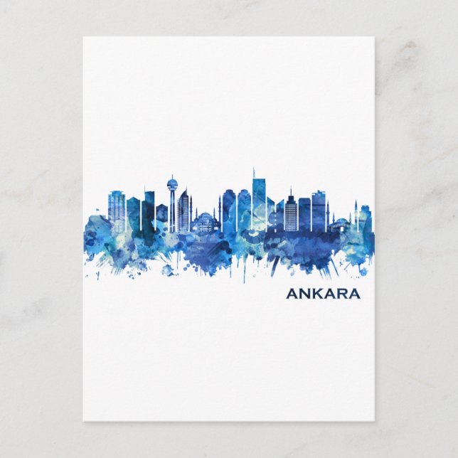 Ankara Turkey Skyline Blue Helg Vykort (Framsida)