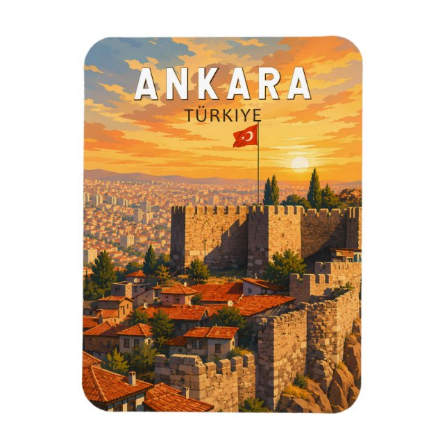 Ankara Turkiet Illustration Resa Konst Vintage Magnet (Vertikal)