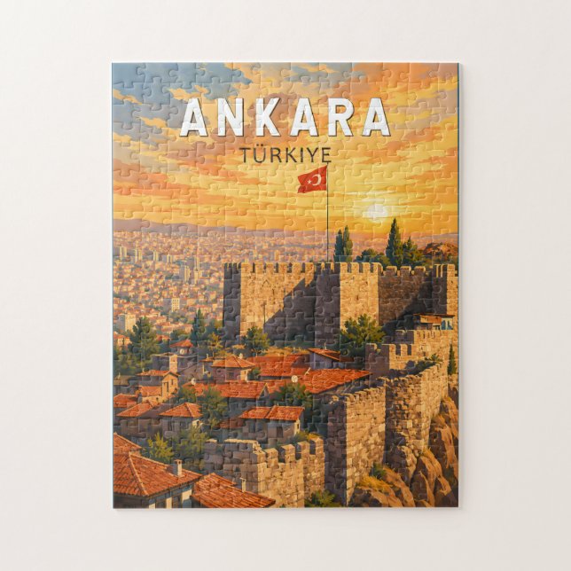 Ankara Turkiet Illustration Resa Konst Vintage Pussel (Vertikal)