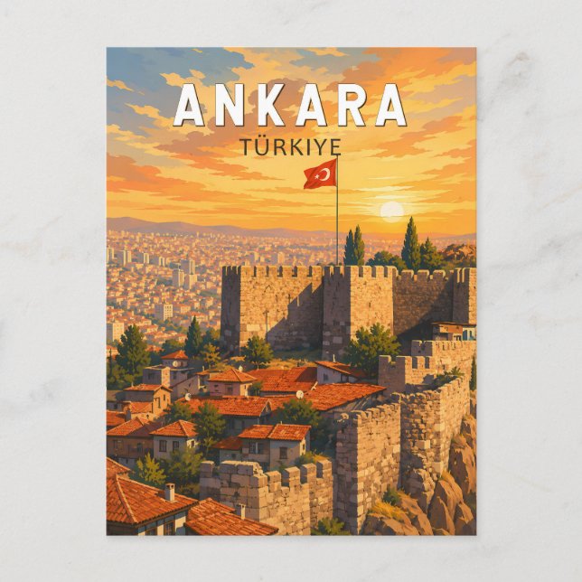 Ankara Turkiet Illustration Resa Konst Vintage Vykort (Framsida)