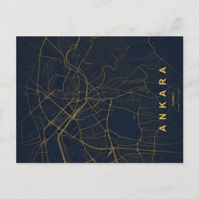 Ankara Turkiet Karta Minimal Vykort (Framsida)