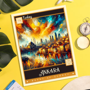 Ankara, Turkiet Måla Vintage Vykort