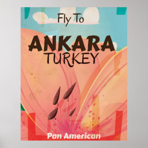 Ankara Turkiet vintage resoraffisch Poster