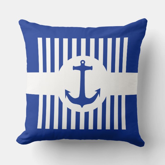 Ankarblå & rand + dina idéer kudde (Framsida)