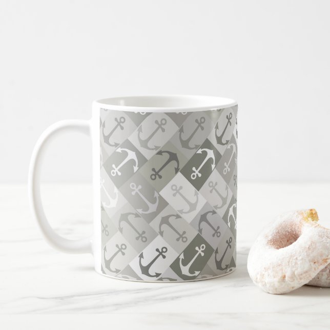 ankare herringbone mono kaffemugg (Med munk)