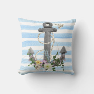 ankare med blombukett kudde