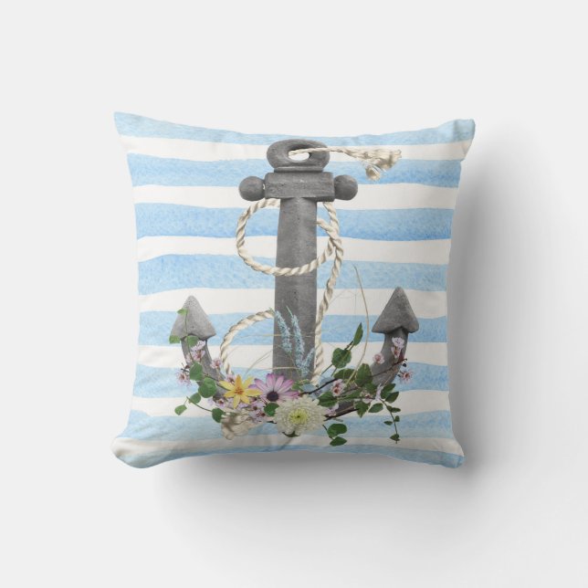 ankare med blombukett kudde (Framsida)