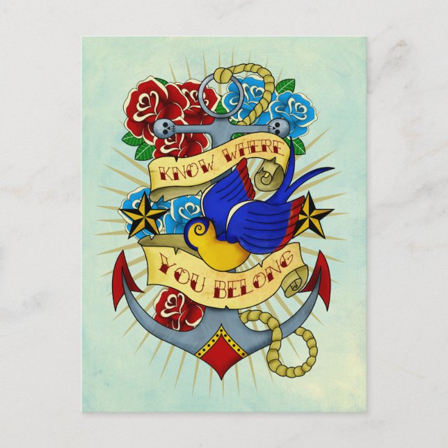 Ankare, Svälj och Rosor Vykort (Framsida)