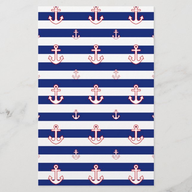 Ankarer på Rand Nautical Decor Brevpapper (Framsida)