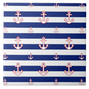 Ankarer på Rand Nautical Decor Kakelplatta