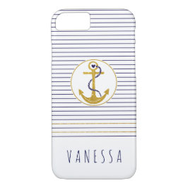 Ankaret guld och marinblått rand