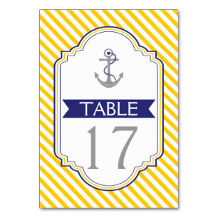 Ankargult, det vita nautiska bröllop bordsnumret bordsnummer