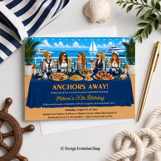 Ankarna Bort Nautical Cruise Brunch Bord Inbjudningar