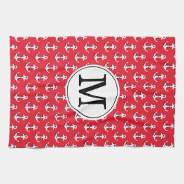 Ankarna iväg! Röd anpassad golfväska med monogram Kökshandduk