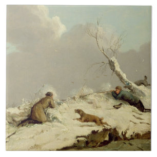 Ankaskytte i vintern (olja på kanfas) kakelplatta