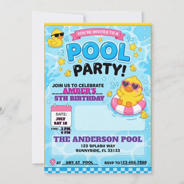 Ankbadsparty Inbjudningar (Framsida)