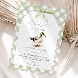 Ankdamms Baby Boy Mallard Ankfödelsedagsfest Inbjudningar