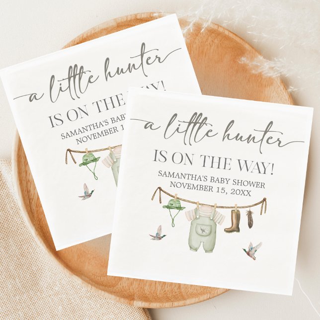 Ankdjakt Baby Shower Pappersservett (Little Hunter Duck Baby Shower Napkin)