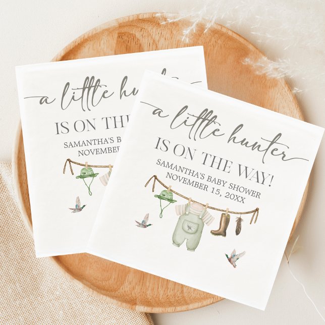 Ankdjakt Baby Shower Pappersservett (Little Hunter Duck Baby Shower Napkin)