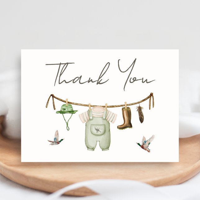 Ankdjakt Baby Shower Tack Kort (Little Hunter Duck Baby Shower Thank you Card)