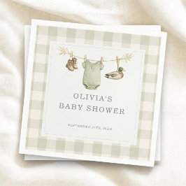 Ankdjakt Jägare Gingham Babyfirande Fest Pappersservett