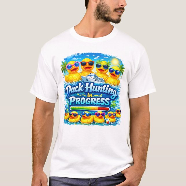 Ankdjakt pågår Rolig kryssnings semester T-shirt (Framsida)