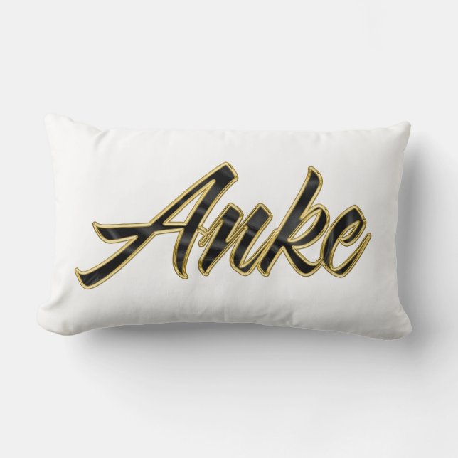 Anke black gold Lettering Kissen Deko Lumbarkudde (Framsida)