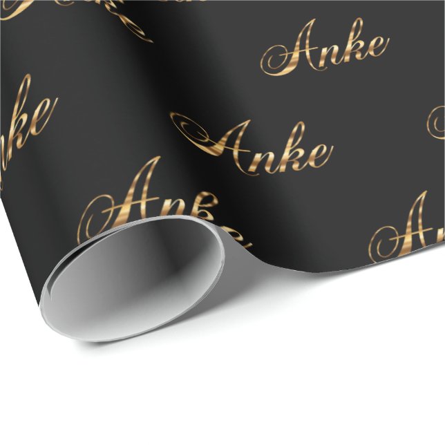 Anke gold Design Lettering Geschenkpapier Presentpapper (Rullad Hörn)