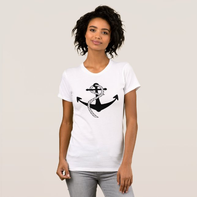 Anker schwarz weiss Damen T-Shirt (Hel framsida)
