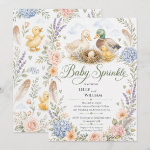 Ankfamilj En syskon Baby Sprinkle Inbjudan